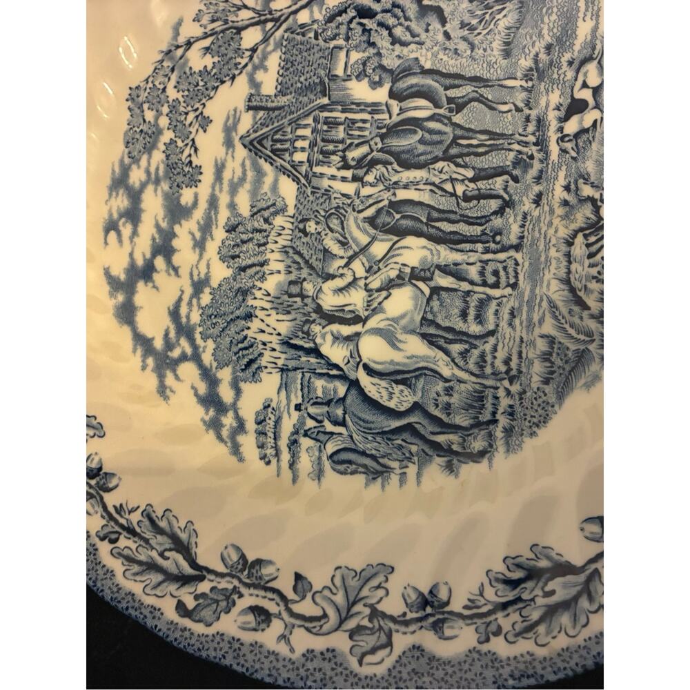 Royal Wessex Blue White Transferware 10” Plate Wall | Fox Hunt English Cottage - Picture 5 of 11